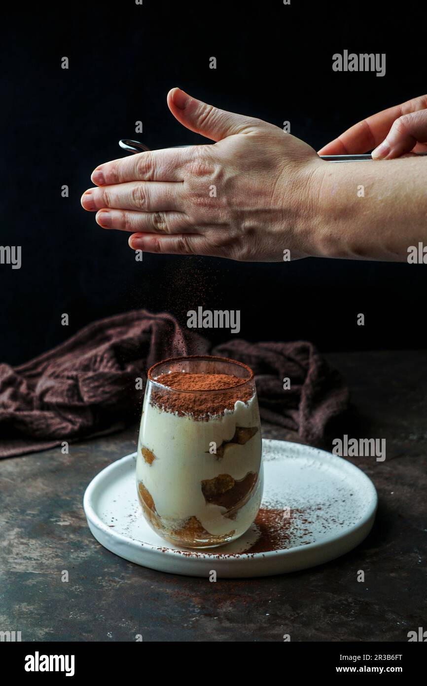 Tiramisu dusted with cocoa Stock Photo Alamy
