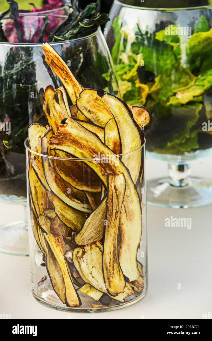 Oven cooked eggplant chips Stock Photo Alamy