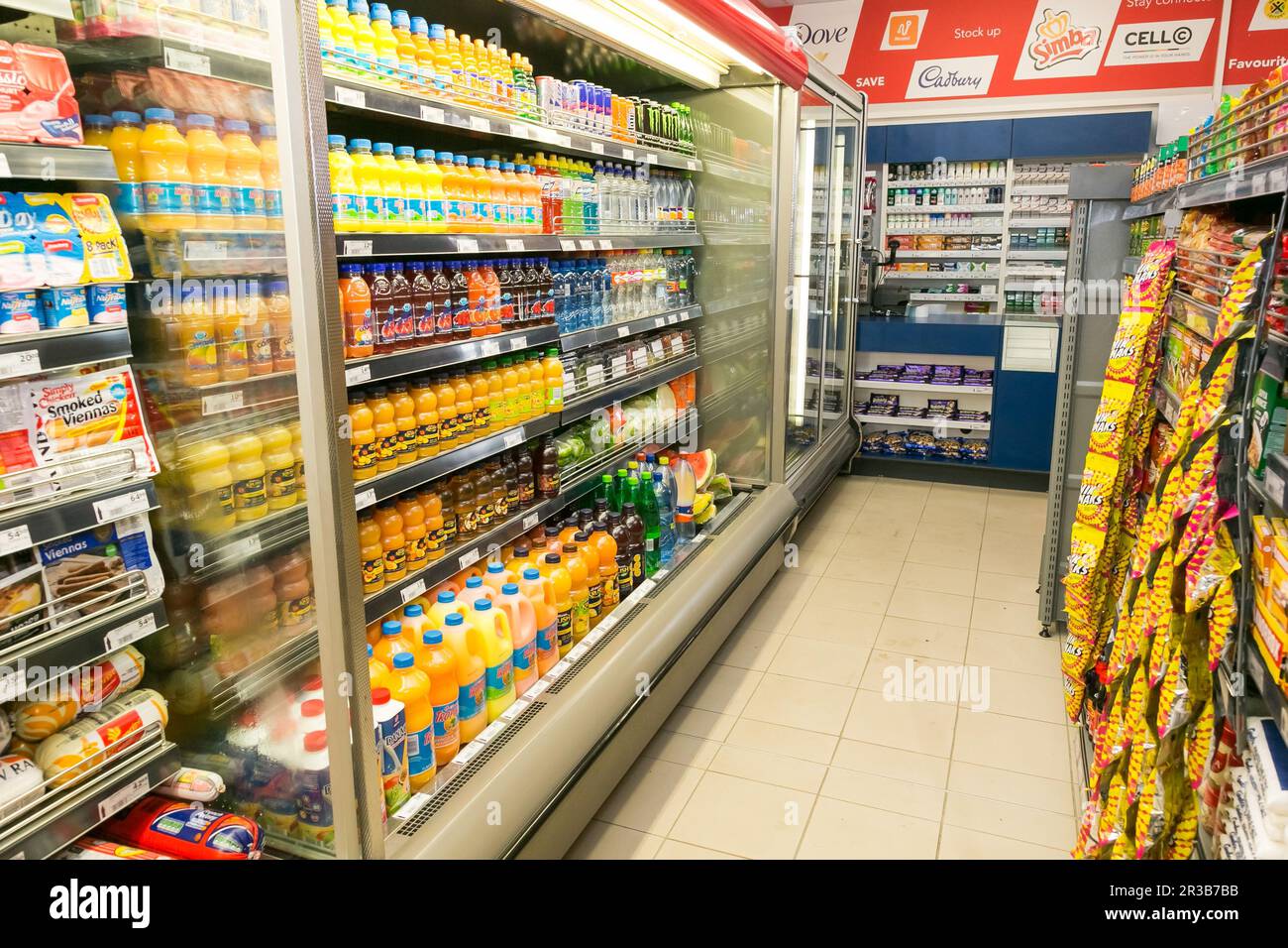 Fully stocked shelves of food and household items at local Pick n Pay grocery store Stock Photo