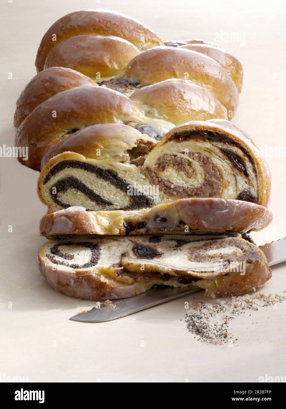Yeast bread with hazelnut and poppy seeds Stock Photo Alamy