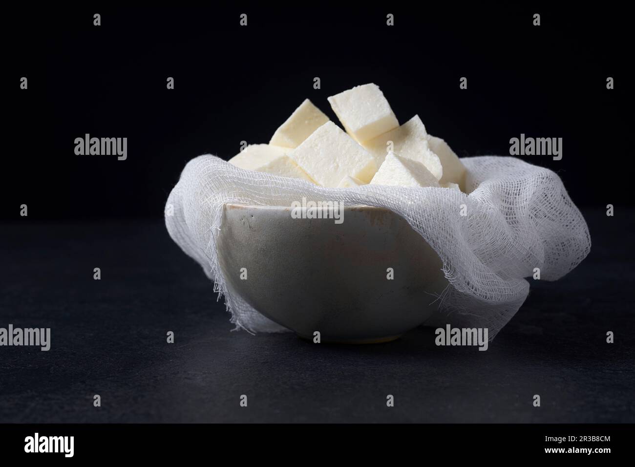 Paneer cut into pieces (cow's milk cheese, India Stock Photo Alamy