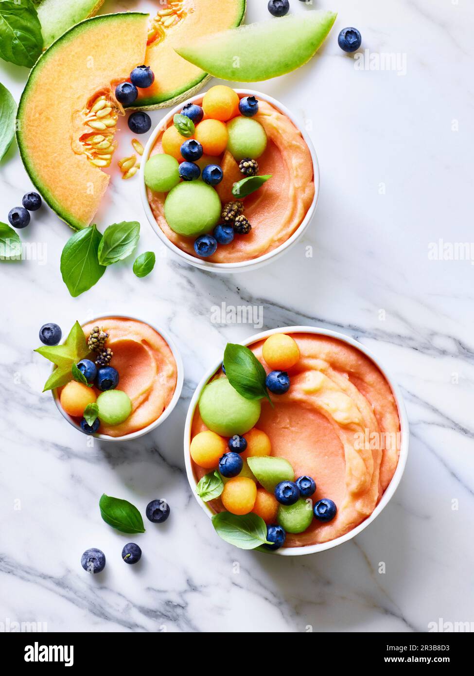 Melon Smoothie Breakfast Bowl Stock Photo