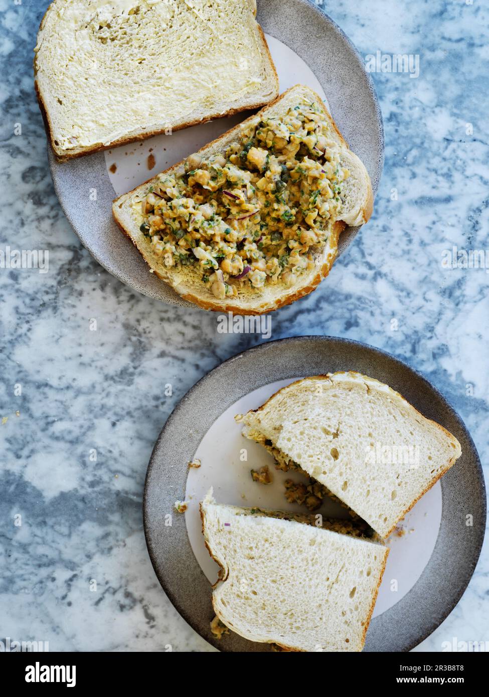 Vegan chuna mayo sandwich - 'tuna' mayo (chickpea mayo sandwich filler) Stock Photo