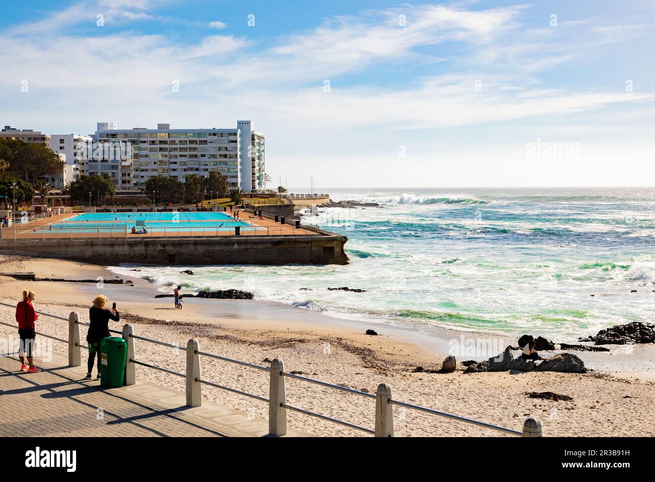 View of Pavilion Public Swimming Pool on Sea Point promenade in Cape Town South Africa Stock Photo