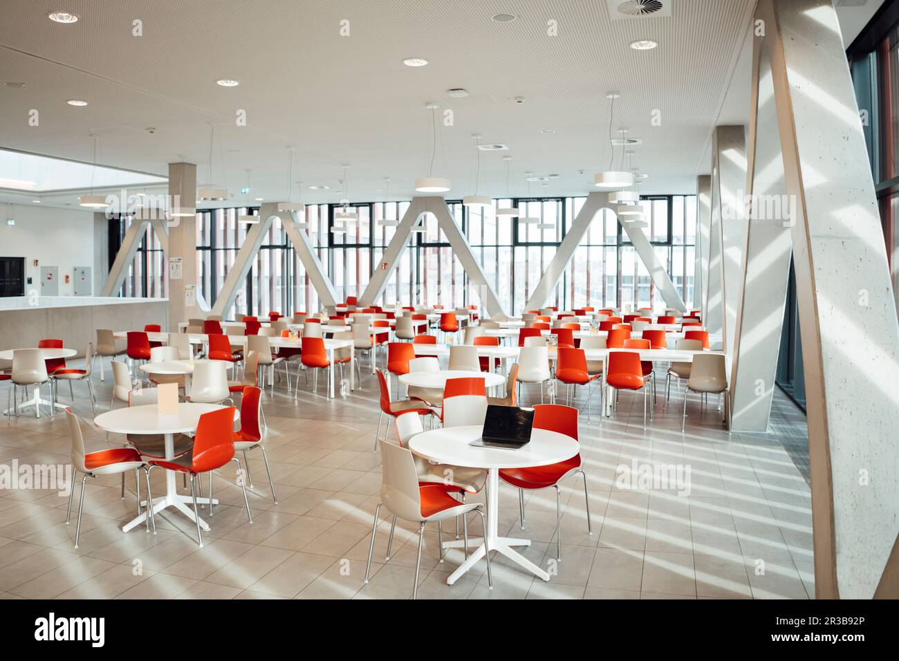 Chairs and tables arranged in modern cafeteria Stock Photo Alamy
