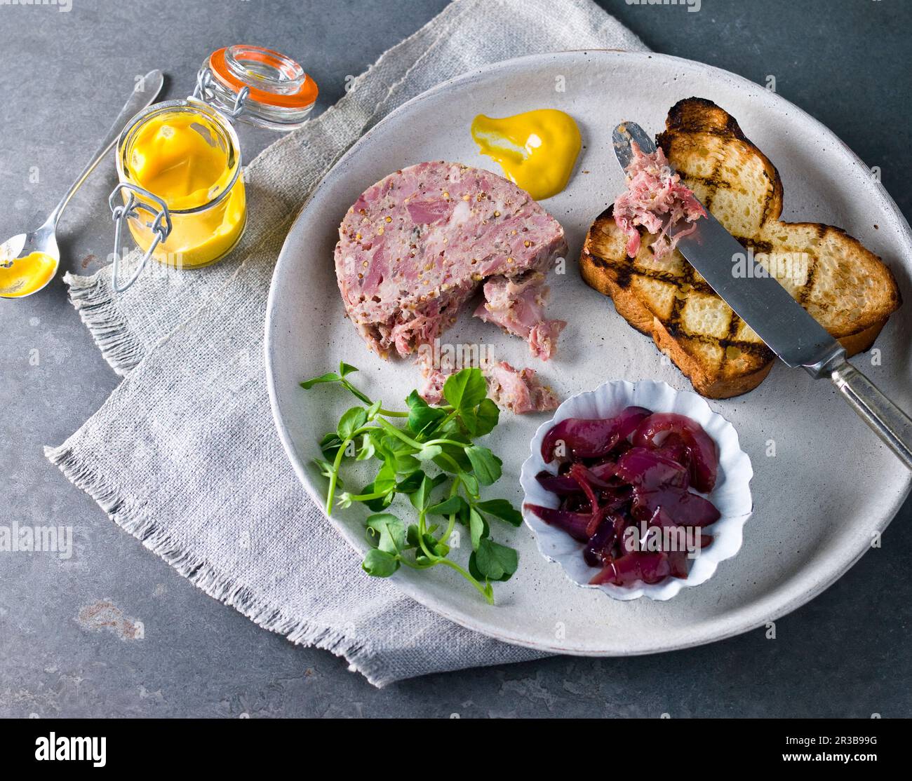 Course textured pate with watercress, red cabbage pickle and toasted ...
