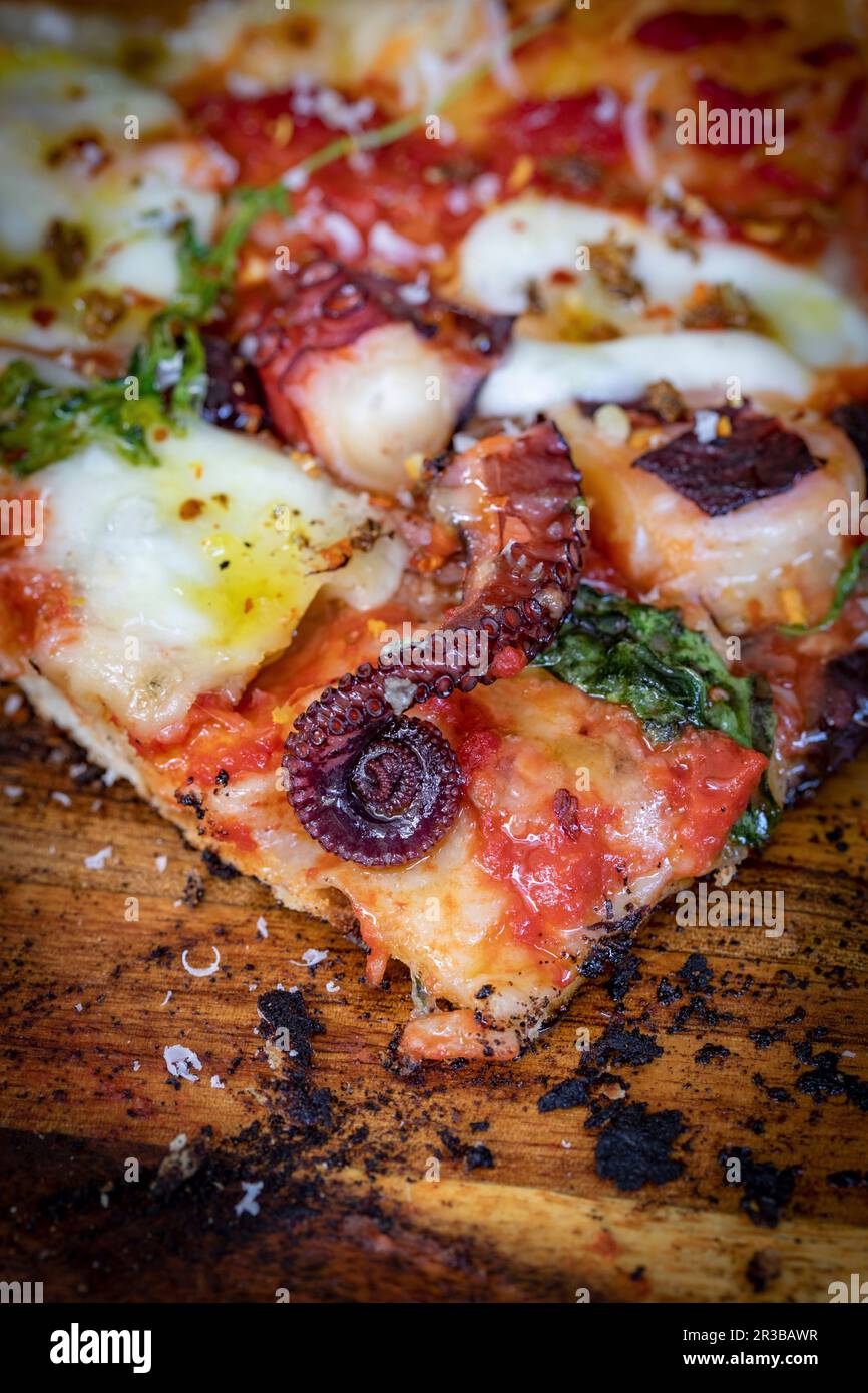 Grilled pizza with octopus Stock Photo Alamy