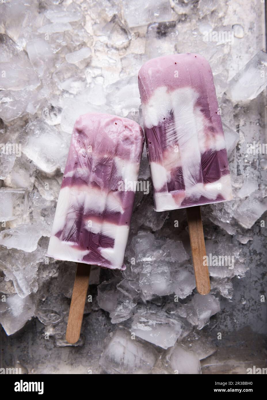 Vegan blueberry yoghurt and coconut milk ice lollies Stock Photo Alamy