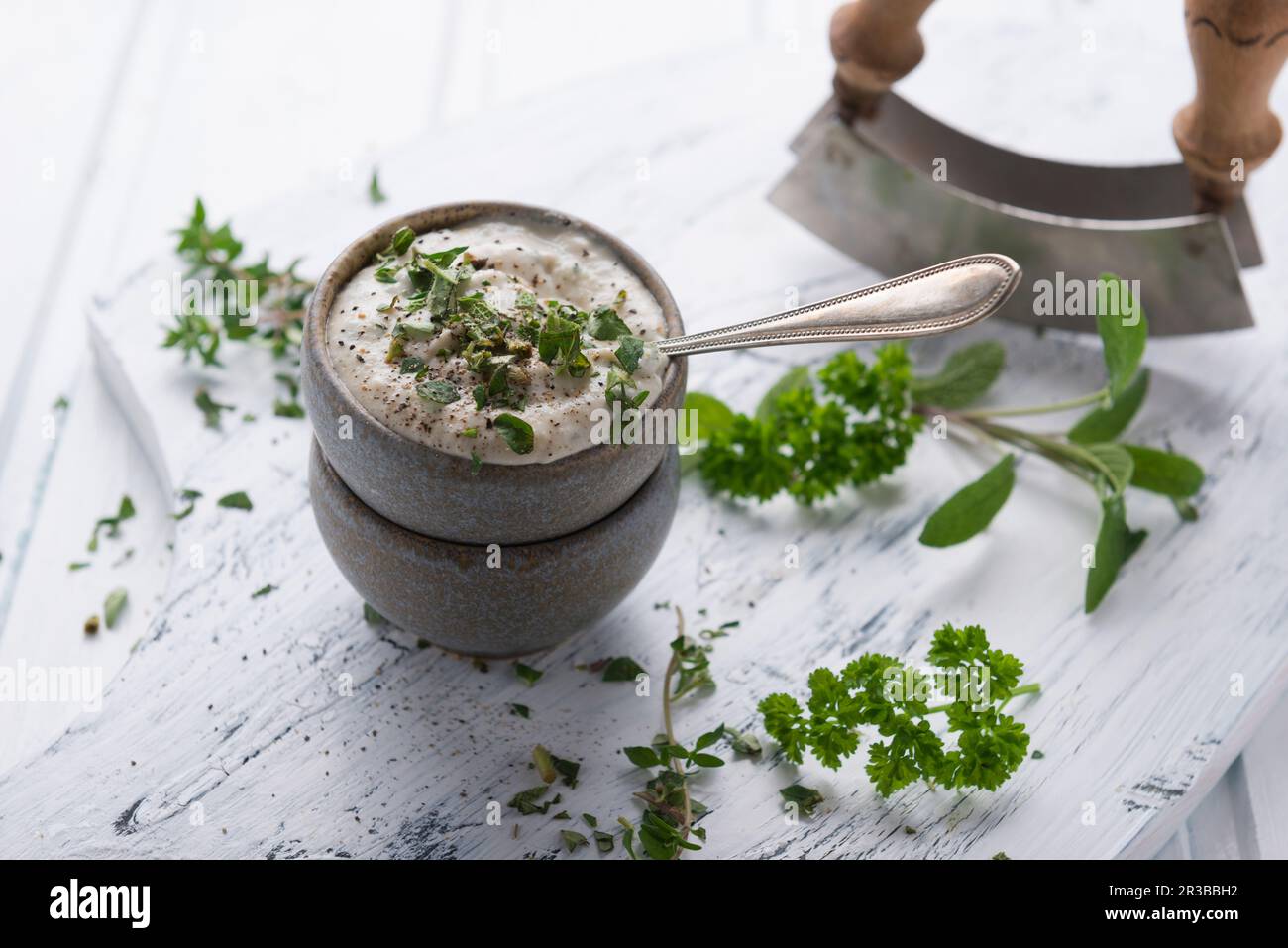 Vegan cashew and herb dip Stock Photo Alamy