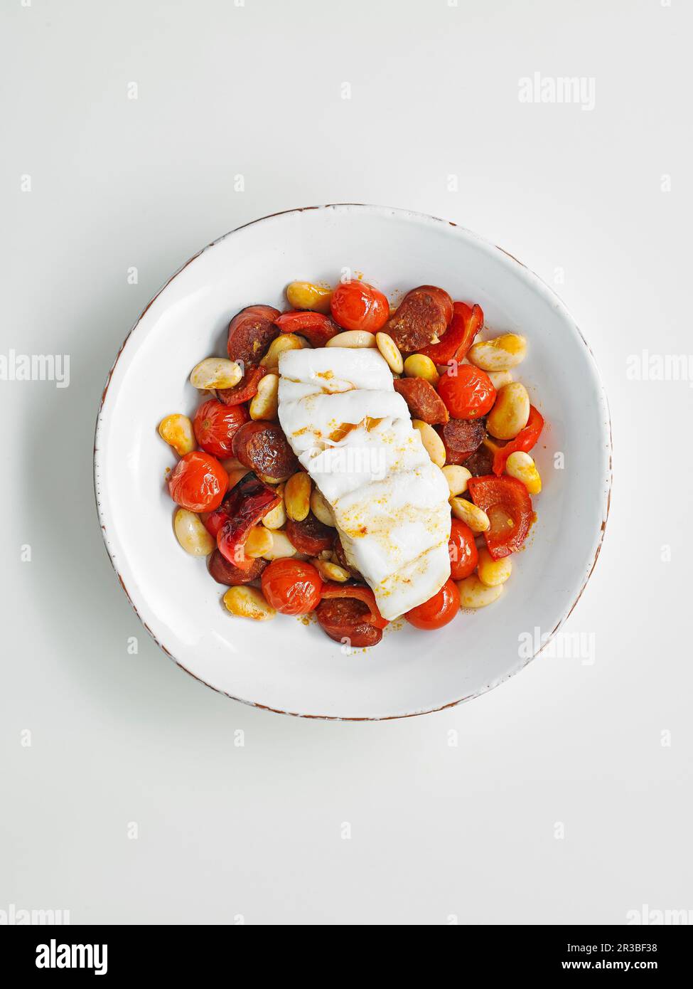 Cod and chorizo pepper pot Stock Photo