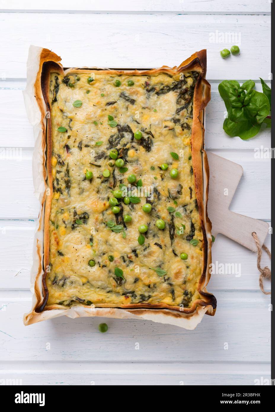 Vegan potato quiche with chard and peas Stock Photo Alamy
