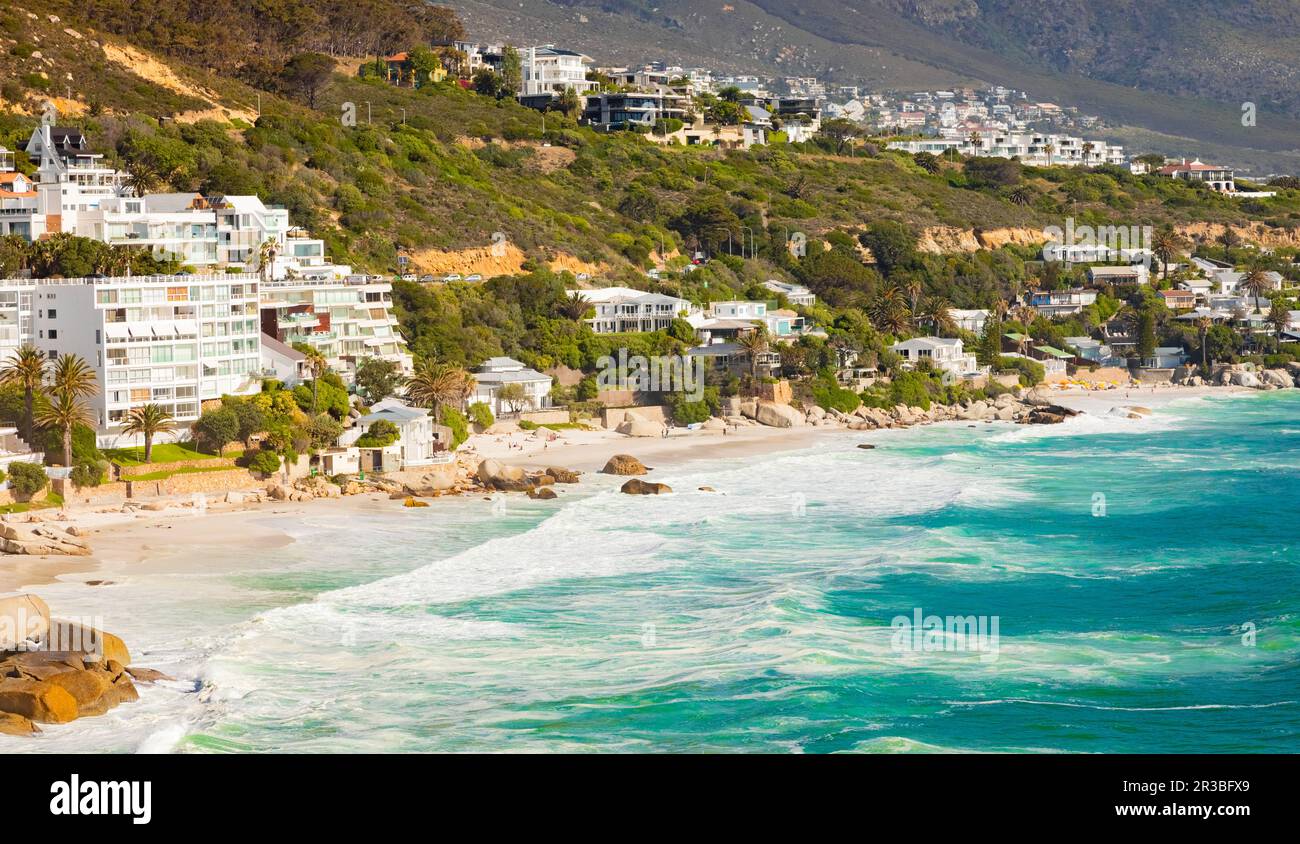 View of Clifton Beach and  appartments in Cape Town South Afric Stock Photo