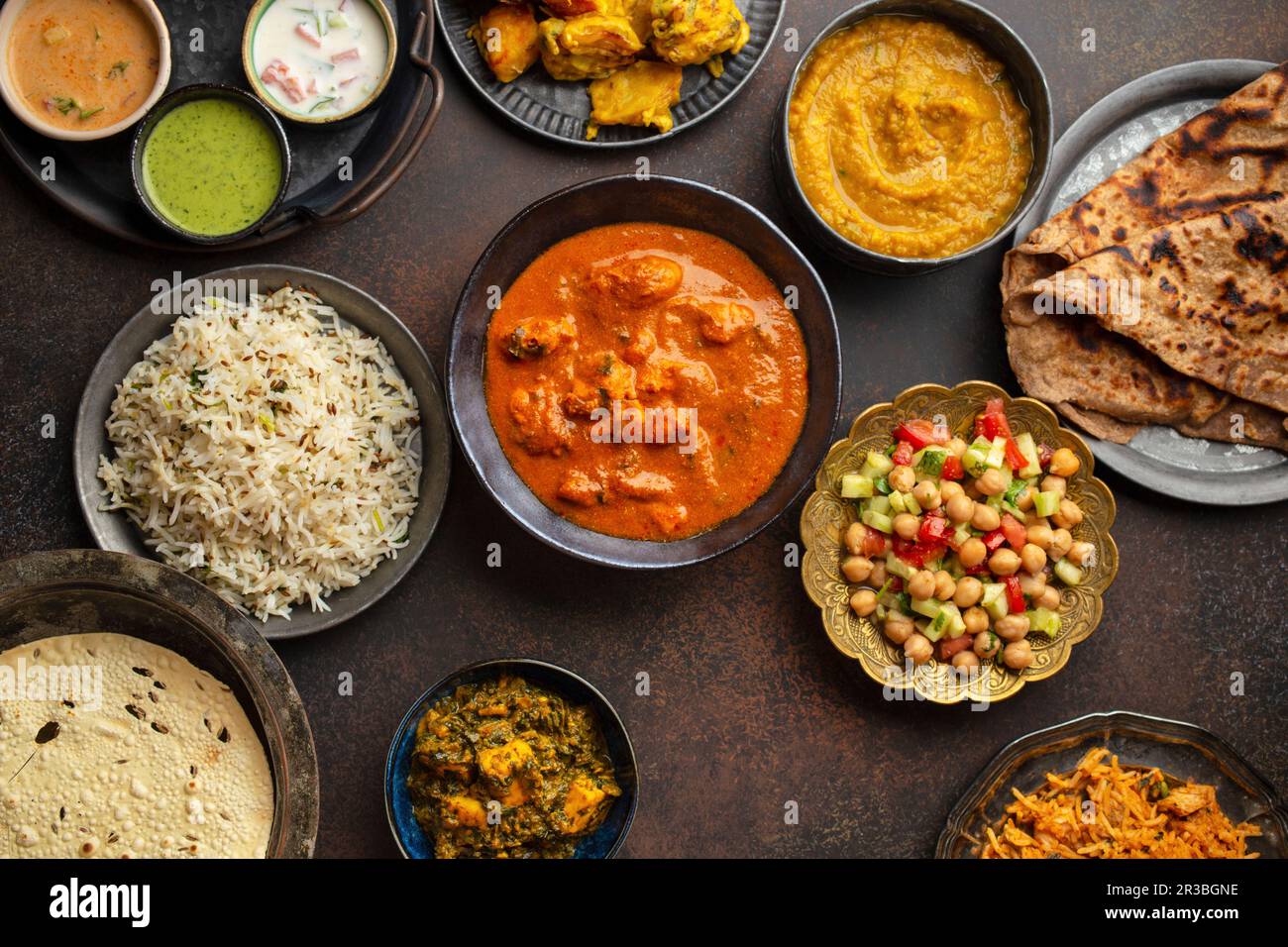 Variety of Indian food, different dishes and snacks Stock Photo Alamy