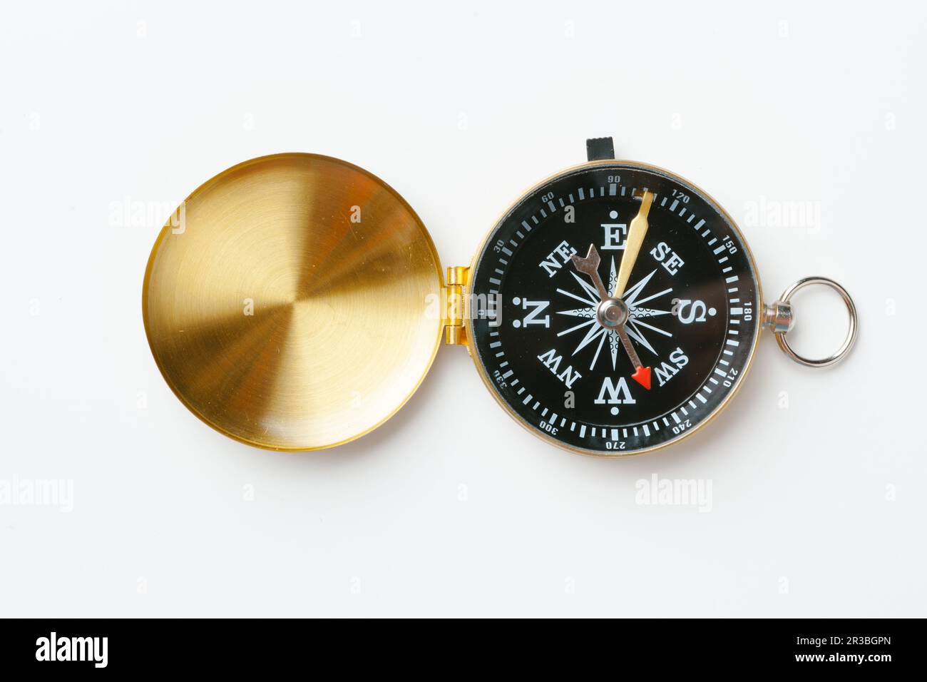 Golden vintage compass isolated on white background Stock Photo - Alamy