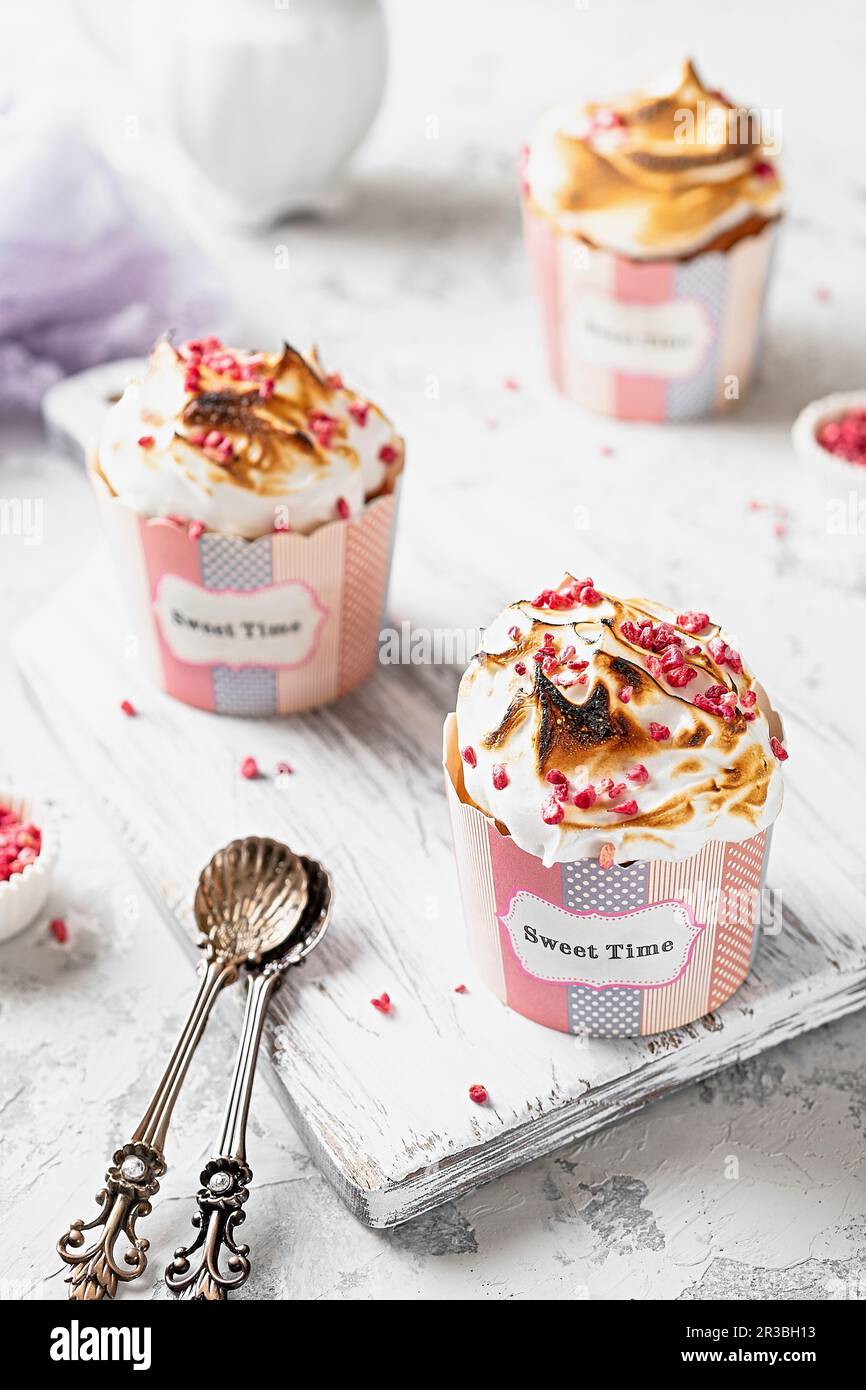 Cupcakes with meringue frosting Stock Photo Alamy
