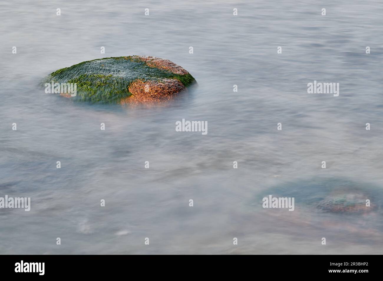 Stone in water Ruegen Stock Photo