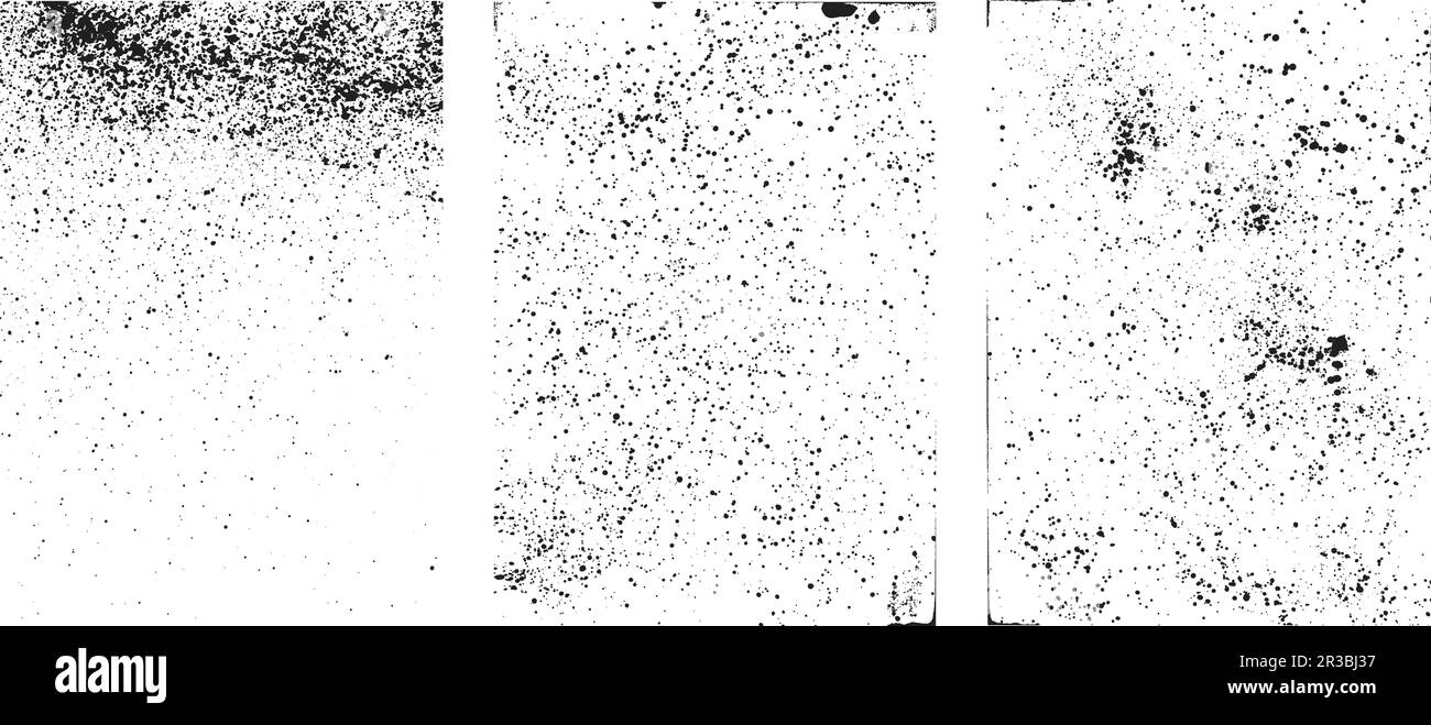 Collection of splatter textures, real handmade strokes, spray paint splatter. Set of vector strokes in black color Stock Vector