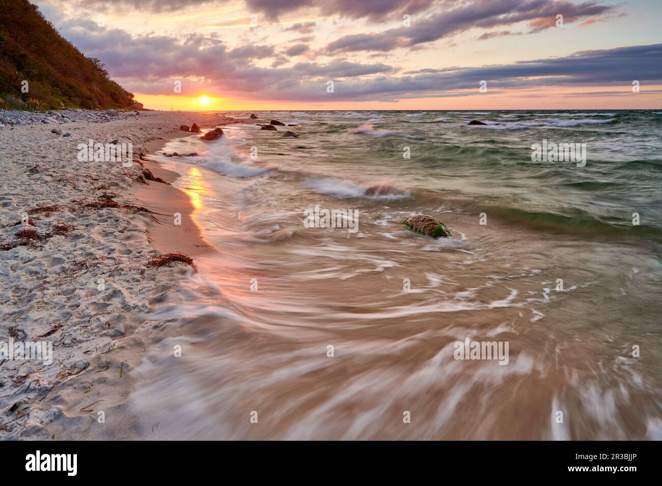 Ruegen Germany beach sunset Stock Photo