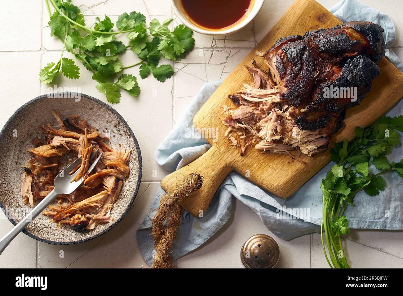 Slow roasted pulled pork with barbecue sauce Stock Photo Alamy
