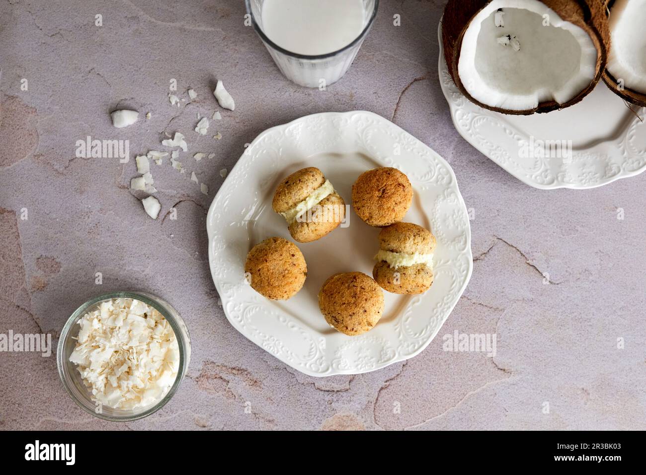 Healthy low carb biscuits made from coconut and almond flour Stock
