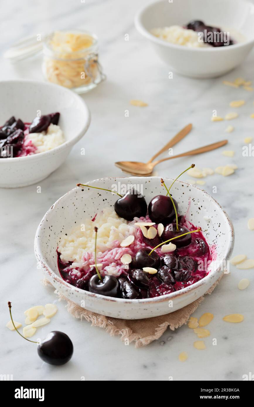 Jasmine rice with hot cherry sauce Stock Photo Alamy