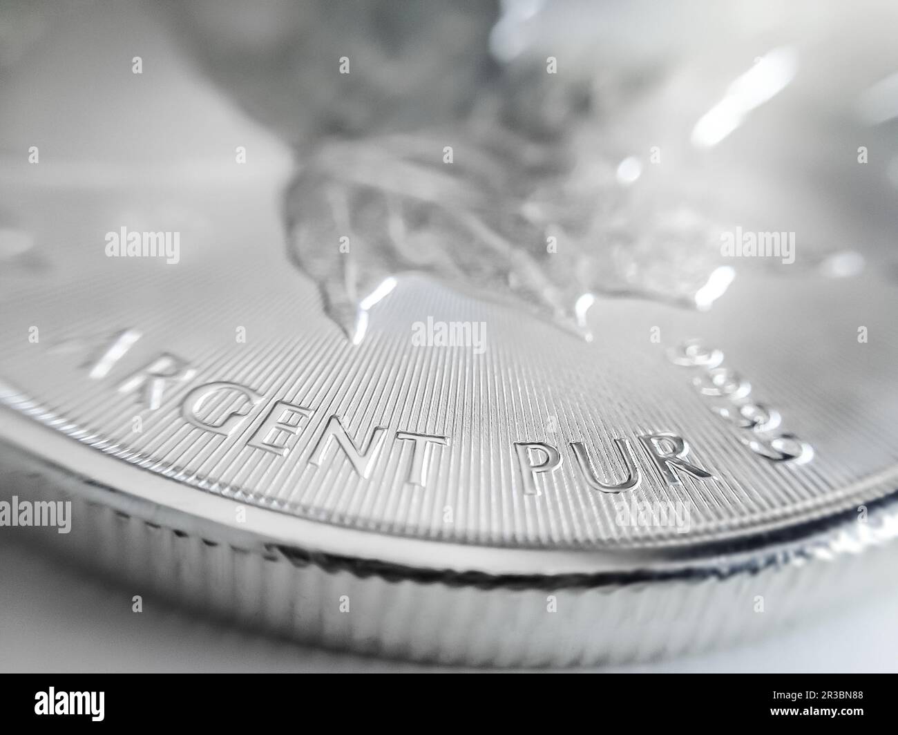 Macro close up of a pure Silver Bullion coin Stock Photo - Alamy