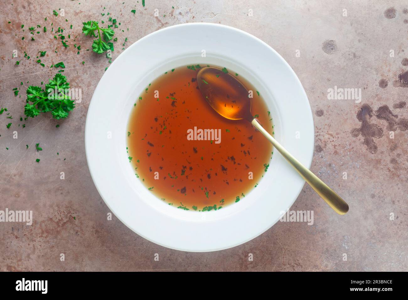 Clear beef broth Stock Photo Alamy