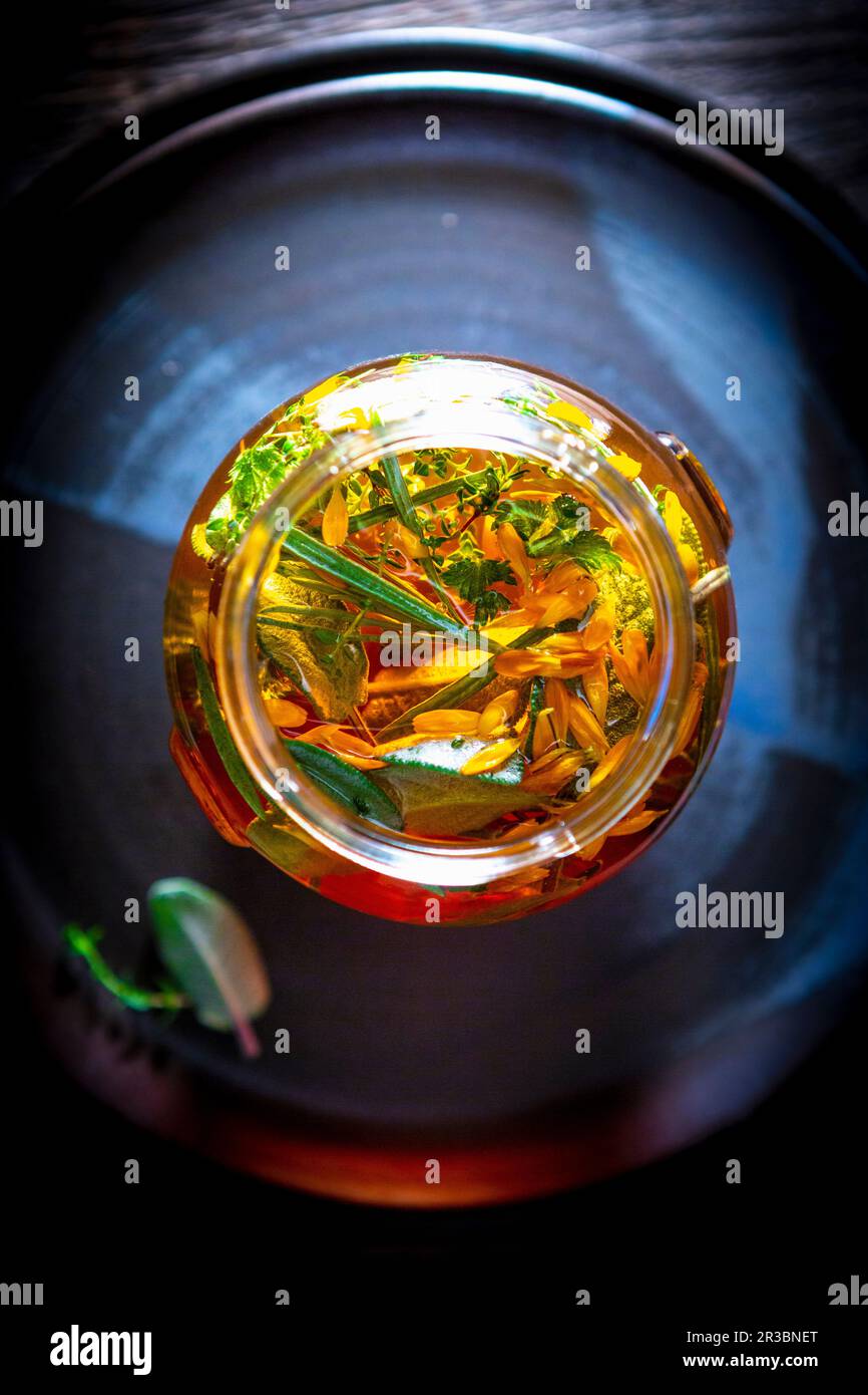 Oxymel (a mixture of honey and vinegar, used as medicine Stock Photo