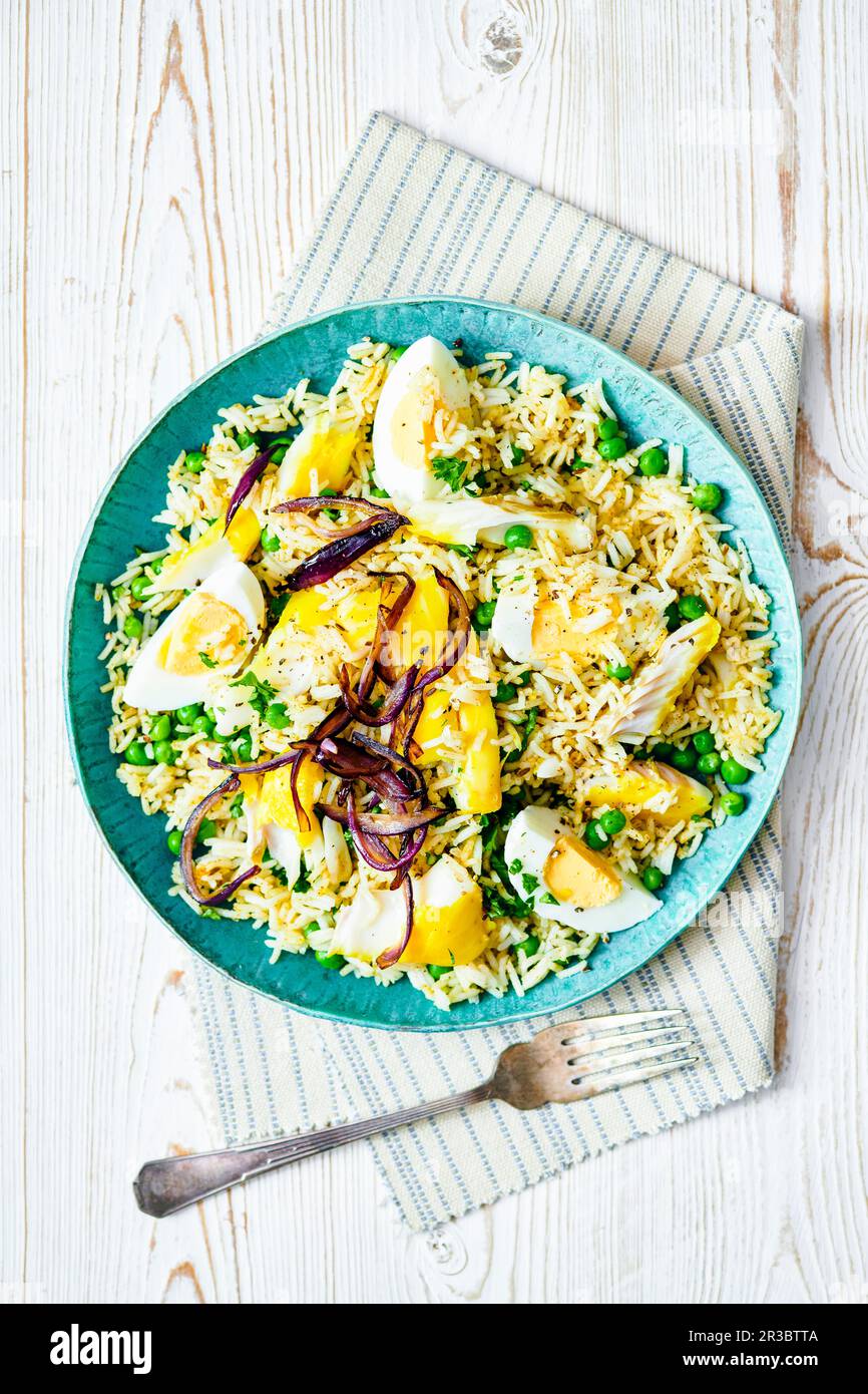 Smoked haddock kedgeree Stock Photo Alamy