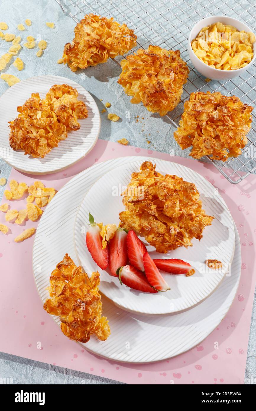 Quick Cookies Made Of Corn Flakes And Condensed Milk Stock Photo Alamy Quick cookies made of corn flakes and condensed milk stock photo alamy