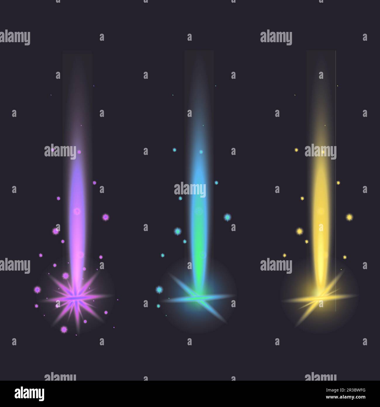 flashes of light white glitter explosion futage vector purple blue green yellow  blue yellow Stock Vector