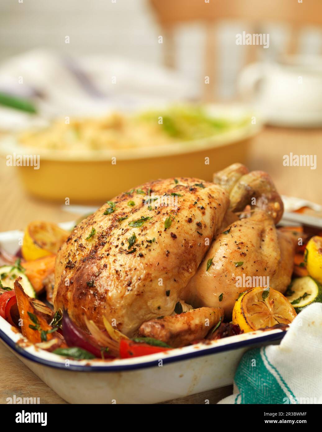 Roast chicken dinner for one Stock Photo - Alamy