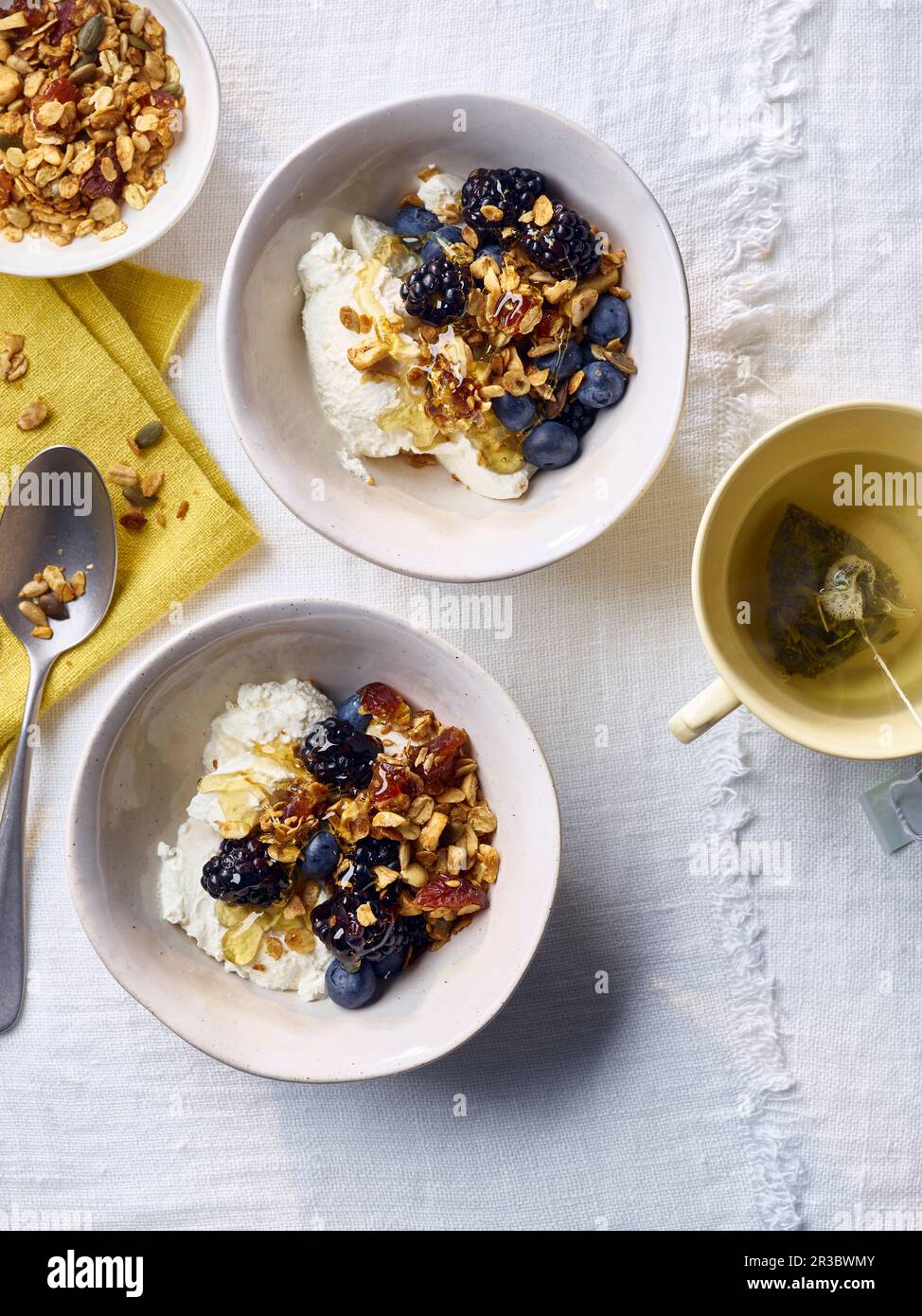 Maple granola with Bircher muesli Stock Photo Alamy