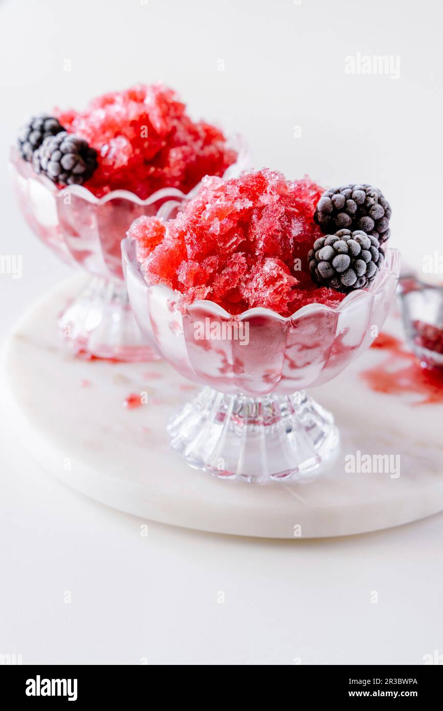 Blackberry strawberry granita Stock Photo