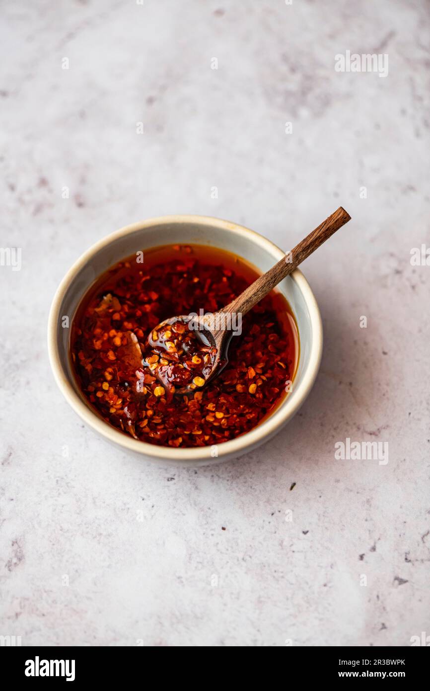 Homemade chili oil used for chinese cooking Stock Photo Alamy