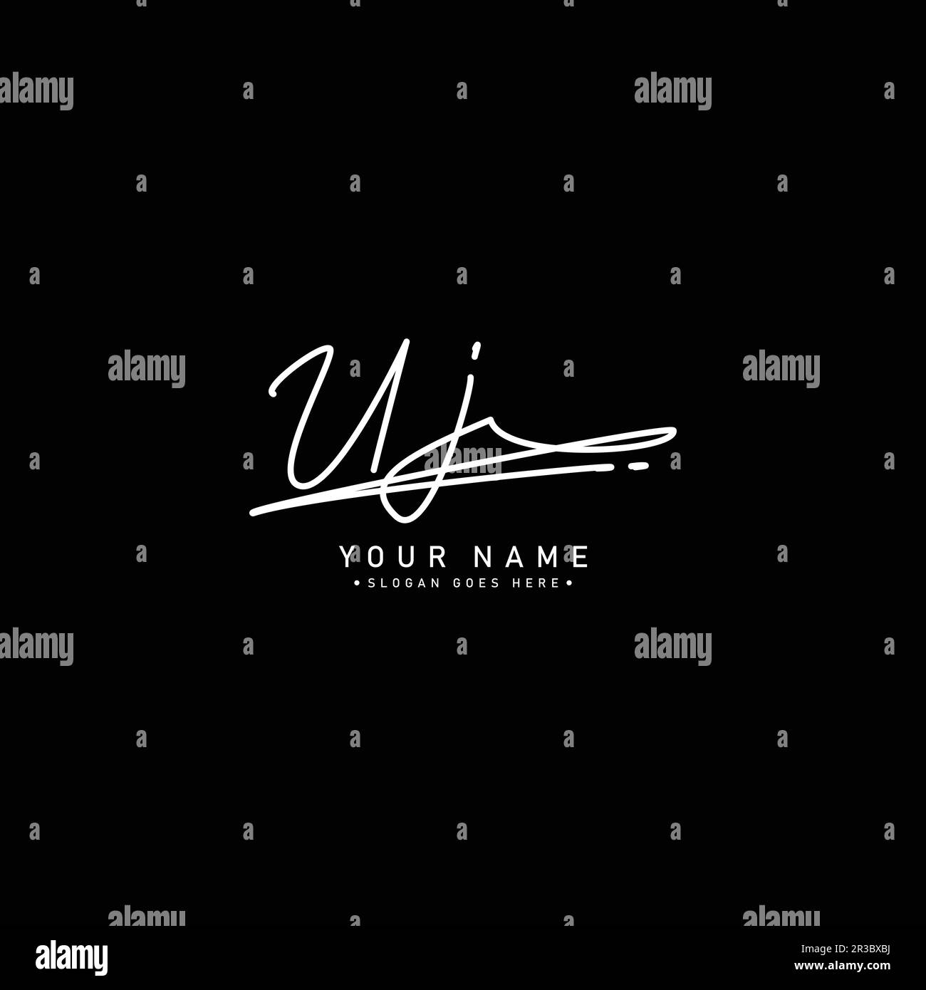 Initial Signature Logo for Letter UJ - Vector Logo Template in Handwritten Signature Style Stock Vector