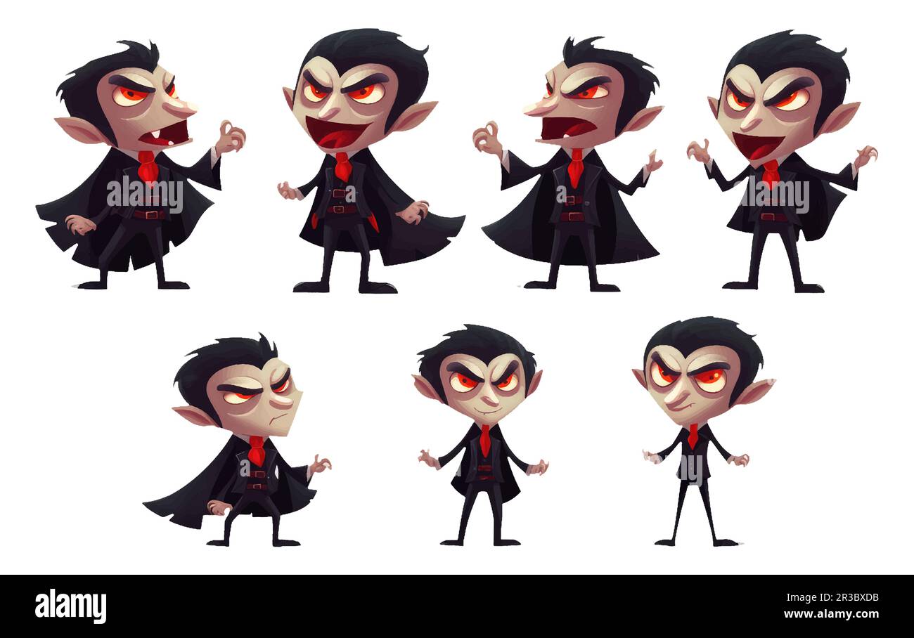 Cute cartoon vampire. Halloween vampire character isolated, Stock vector