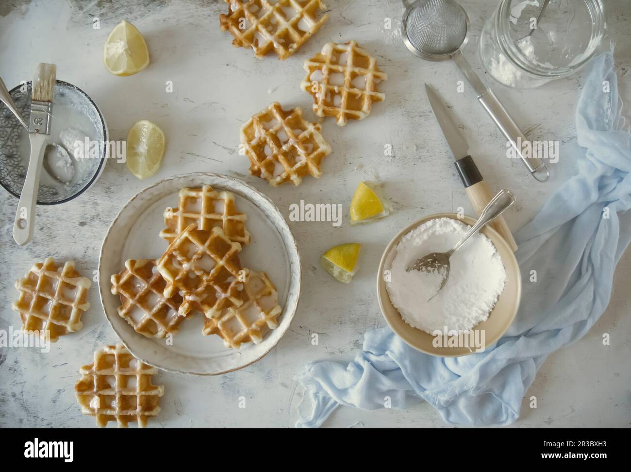 Liège waffles (Gaufres de Licge) Stock Photo