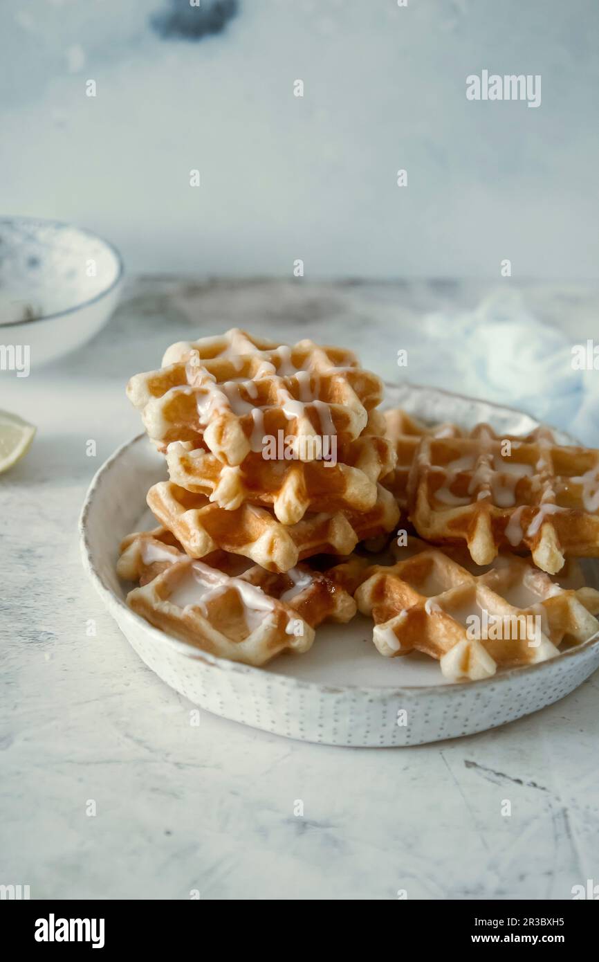Liège waffles (Gaufres de Licge) Stock Photo