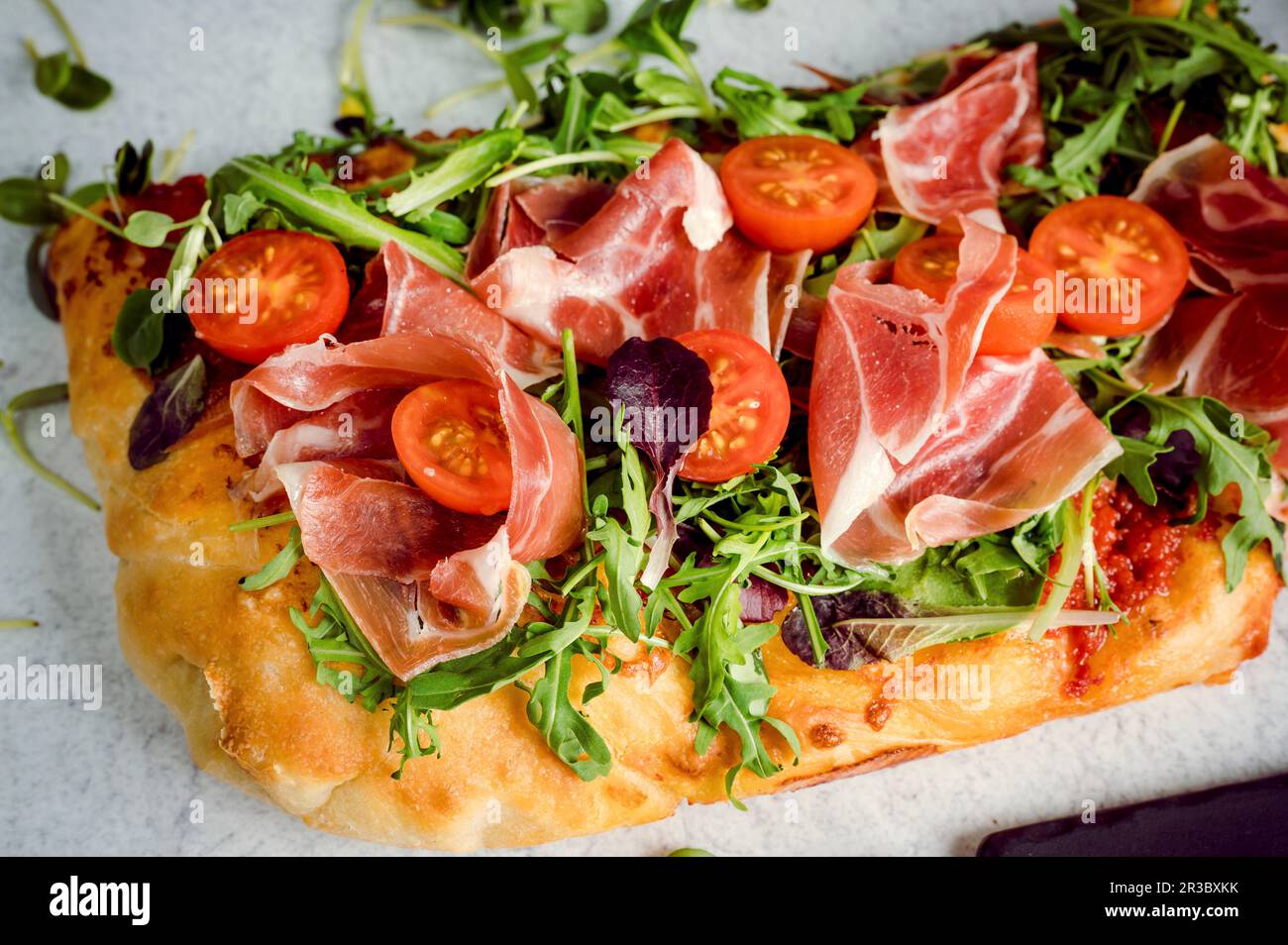 Focaccia with prosciutto Stock Photo Alamy