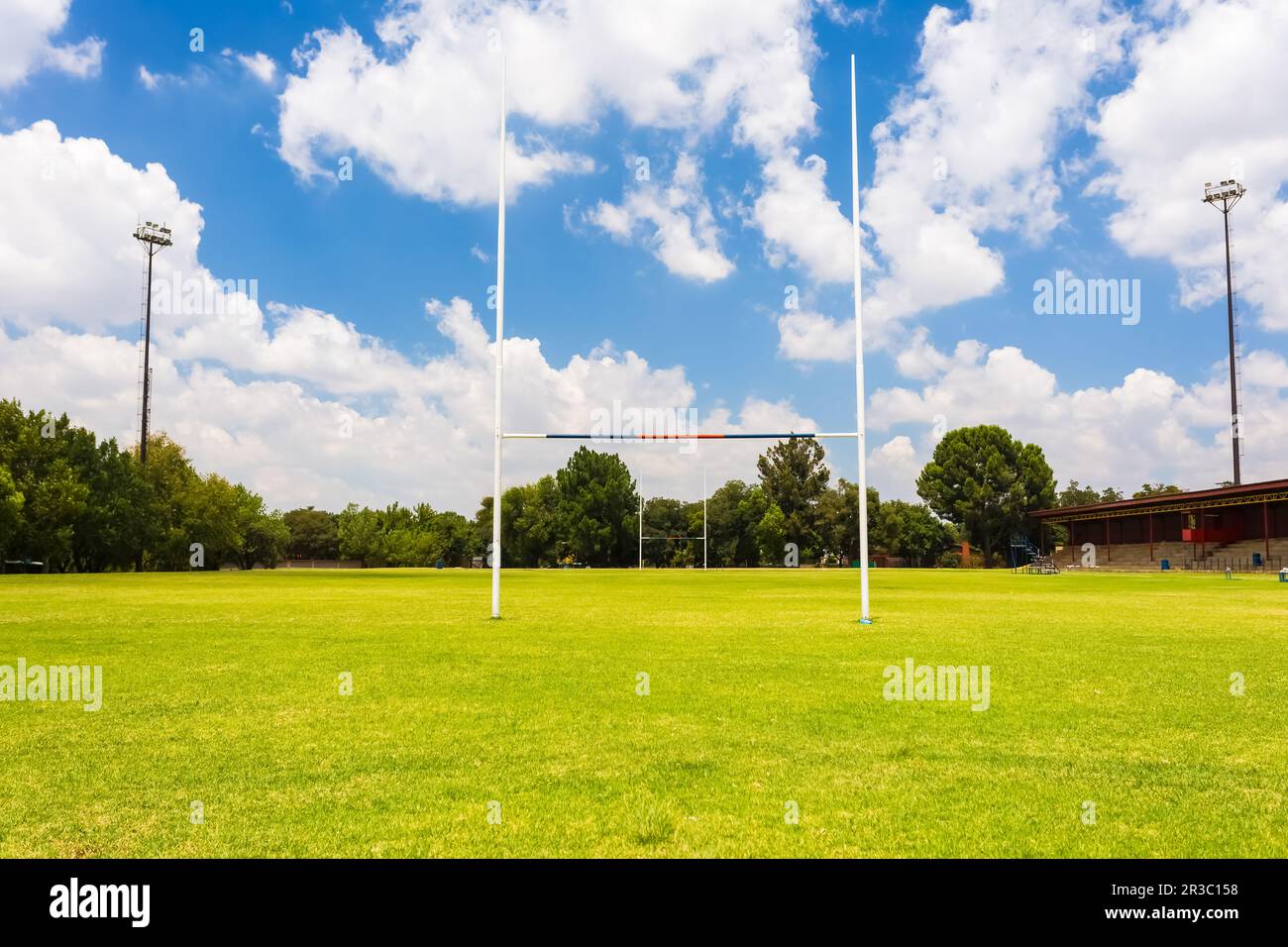 Empty High School Rugby Field Stock Photo