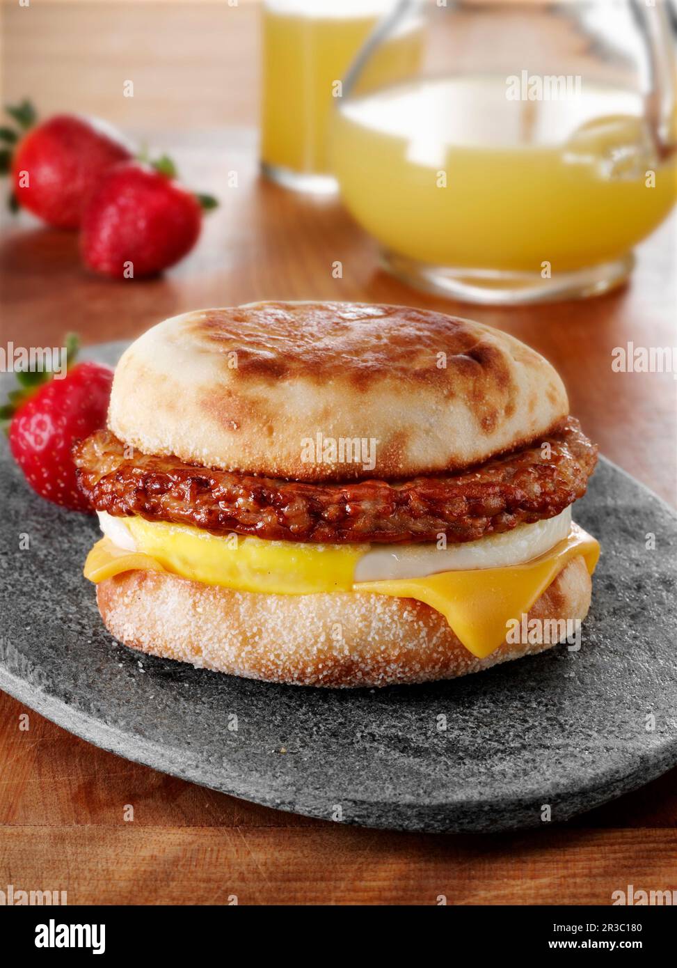 Mexican Chorizo sausage patty with fried egg and cheese on an english