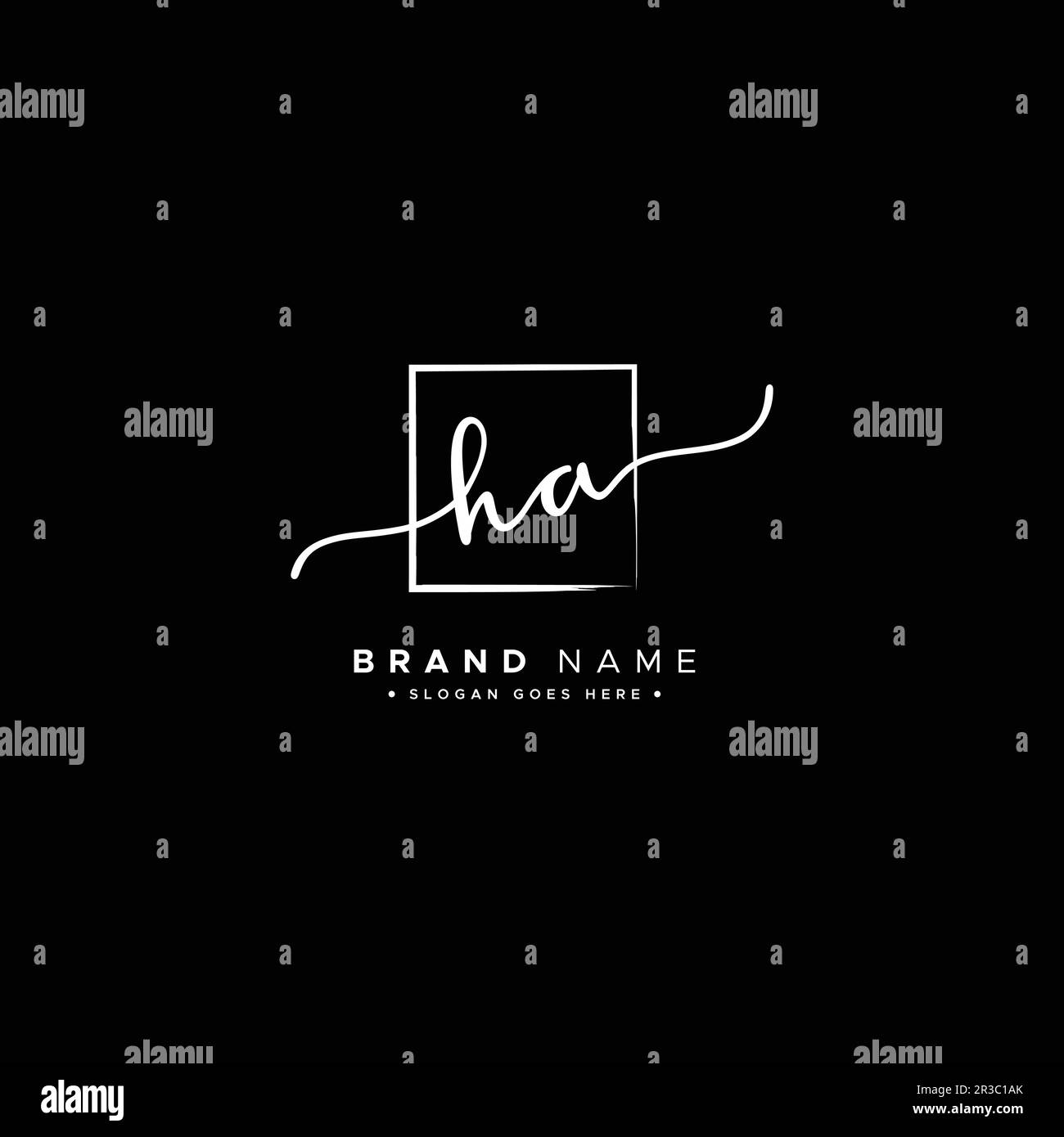Initial Signature Logo for Letter HA - Vector Logo Template in Handwritten Signature Style Stock Vector