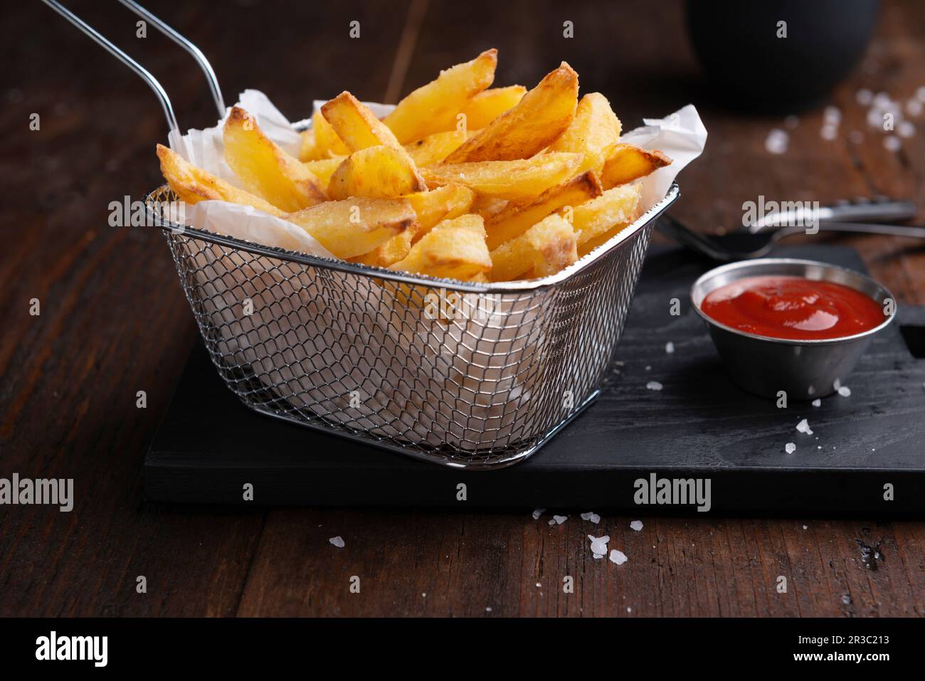 Homemade chips with raspberry ketchup Stock Photo Alamy