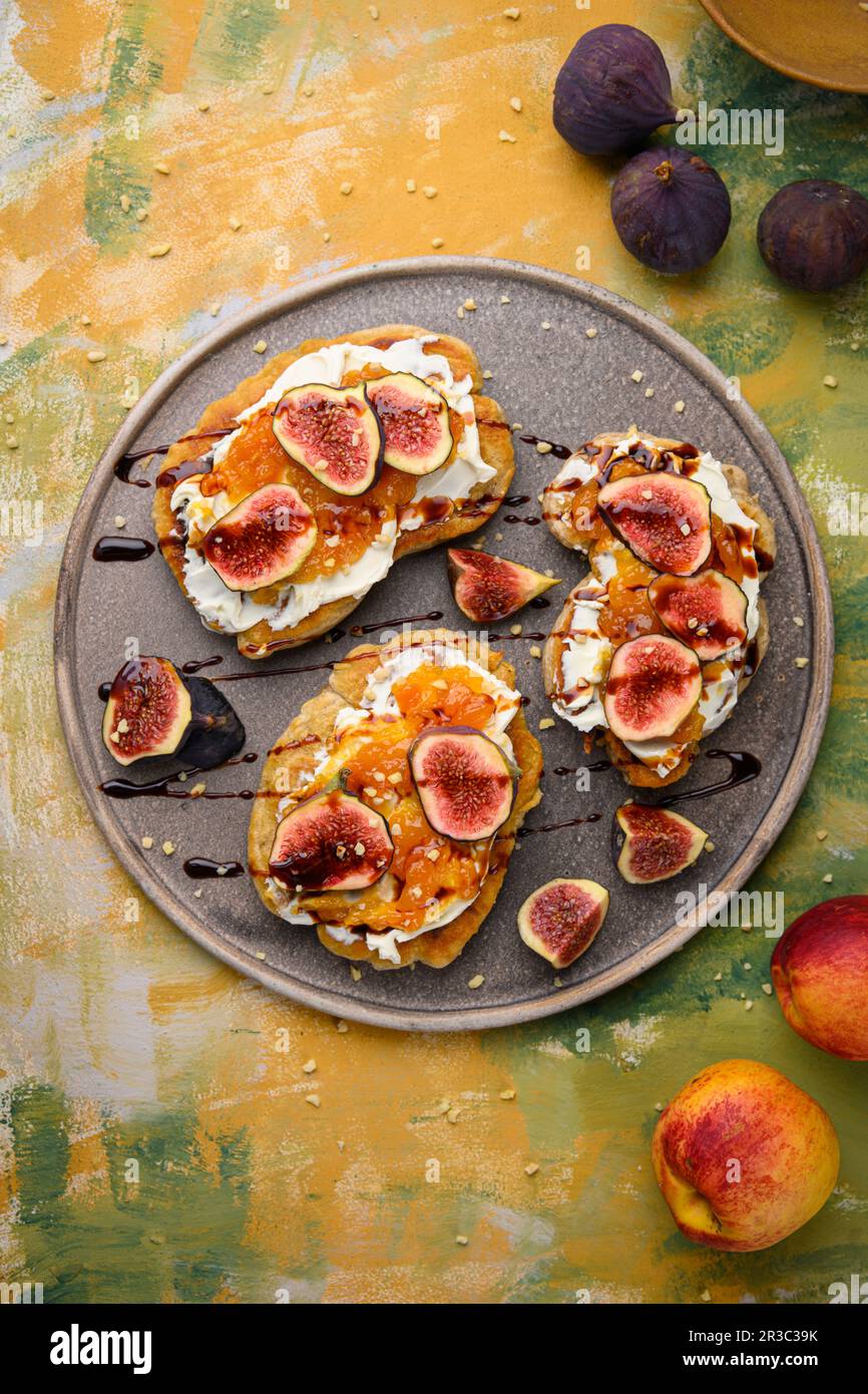 Cream cheese and fig sandwiches Stock Photo