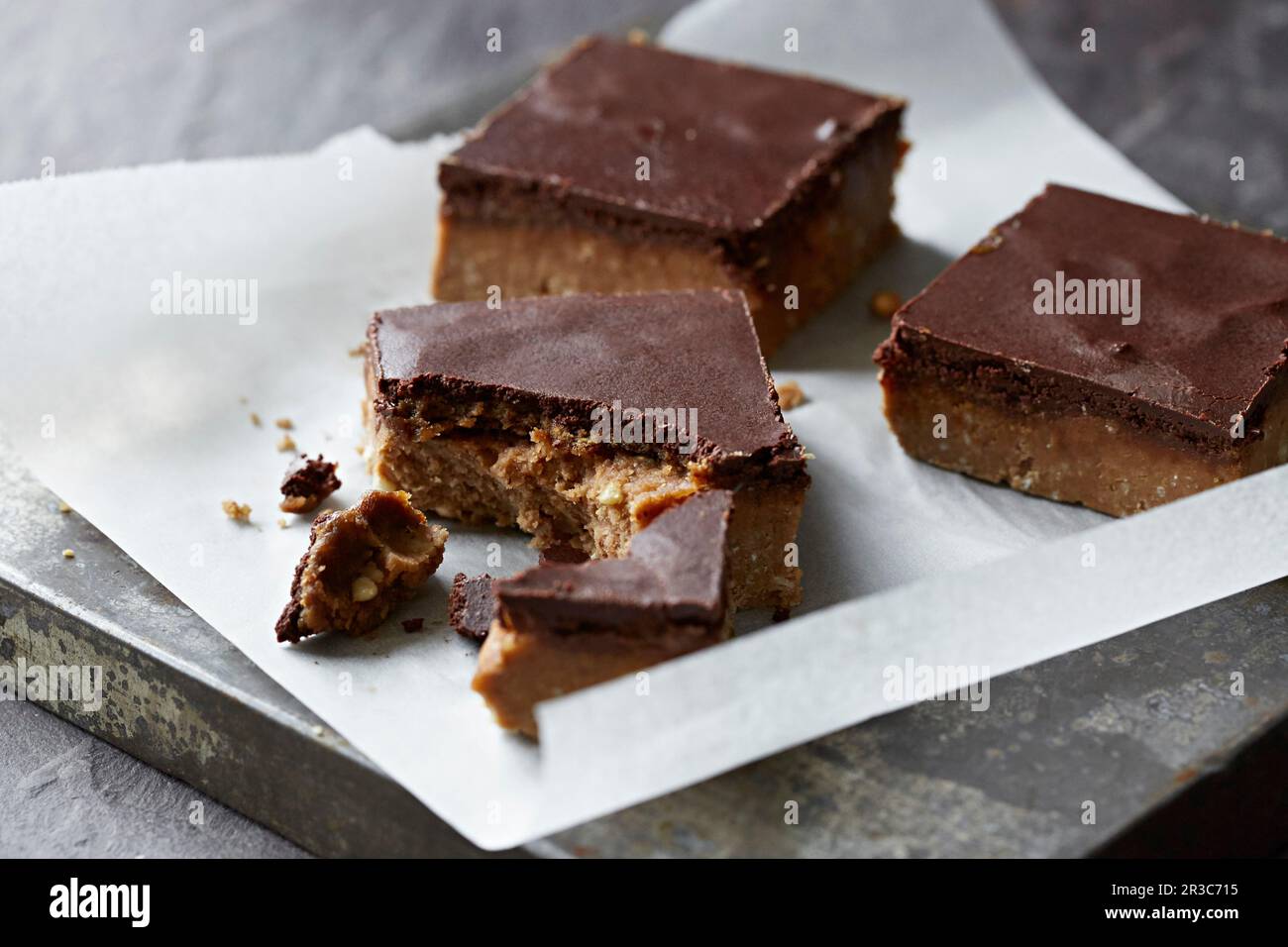 Chocolate caramel shortbread Stock Photo Alamy