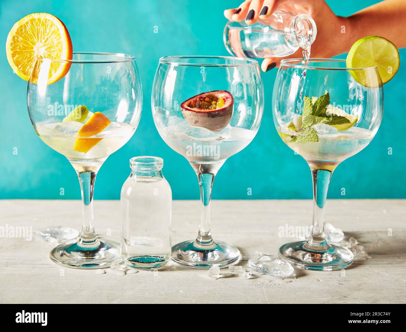 Gin with various fruits Stock Photo Alamy