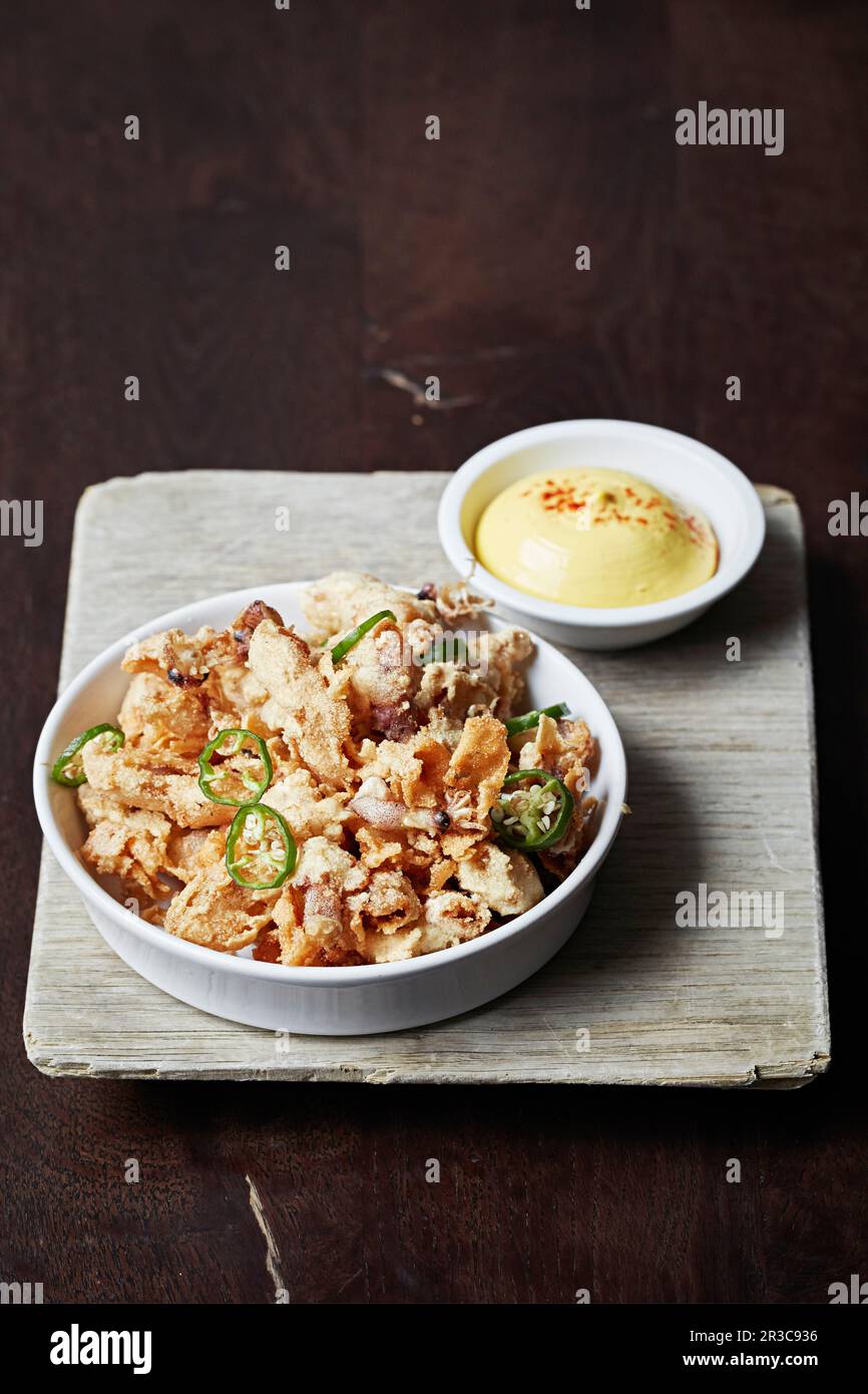 Green Chilli Rings Deep fried calamari with green chilli rings Stock Photo - Alamy