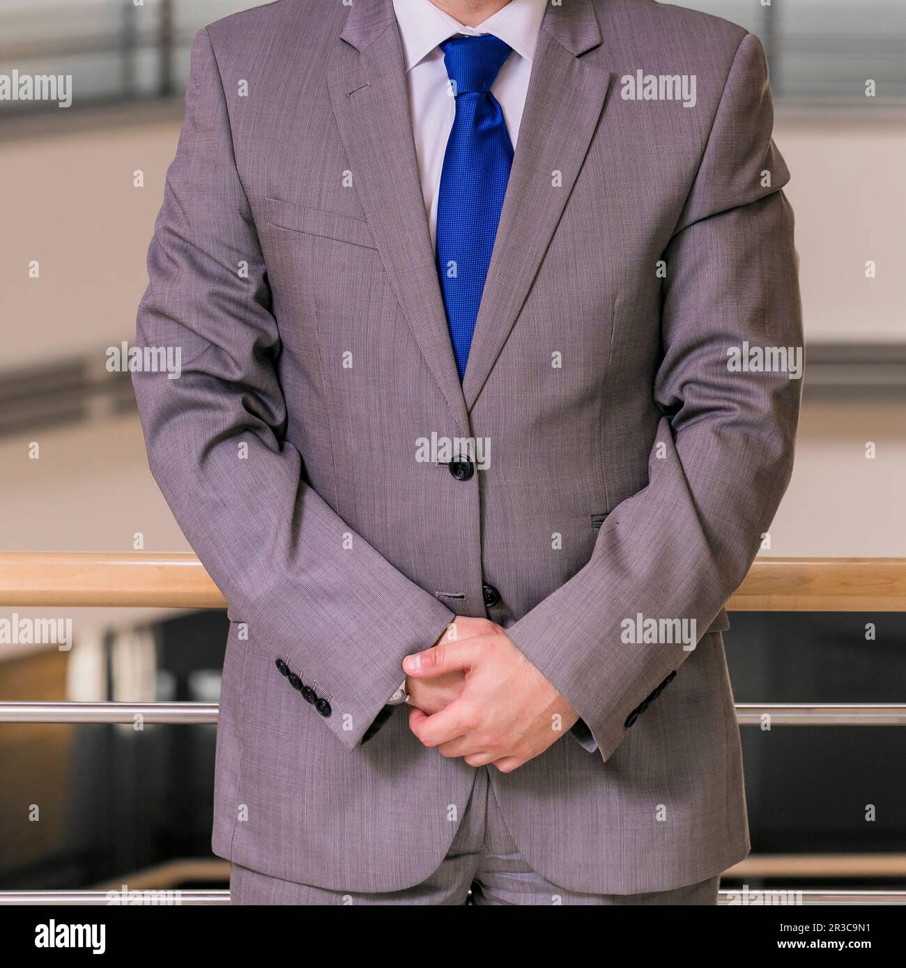 Close-up cropped Caucasian hands and arms of businessman Stock Photo