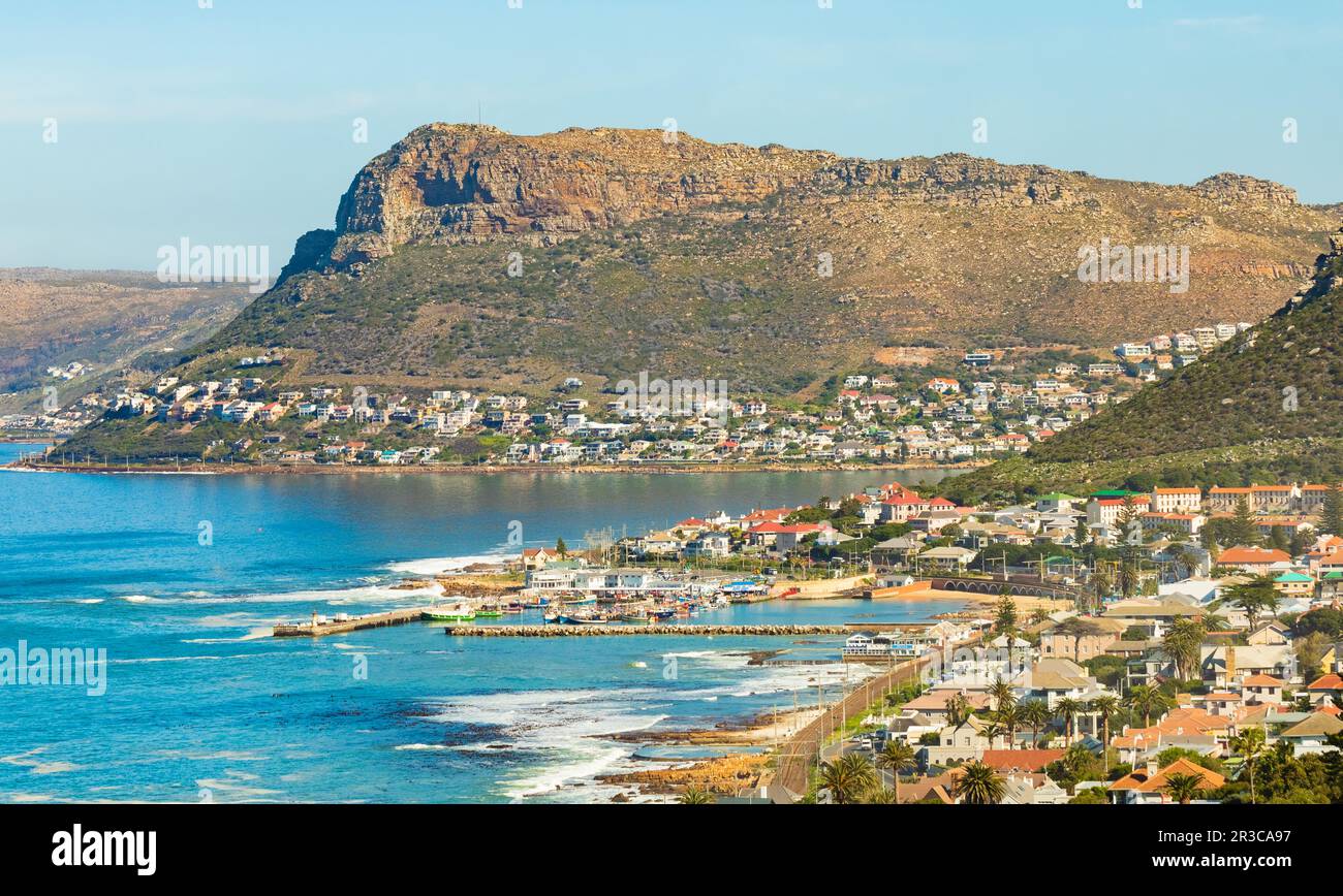 Elevated view of Kalk Bay Harbour in False Bay Cape Town South Africa Stock Photo